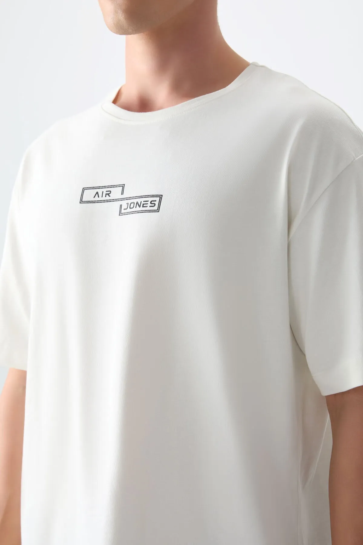 0 pamuk kalin yumuşak dokulu oversize fit baskili erkek t-shirt - 88361