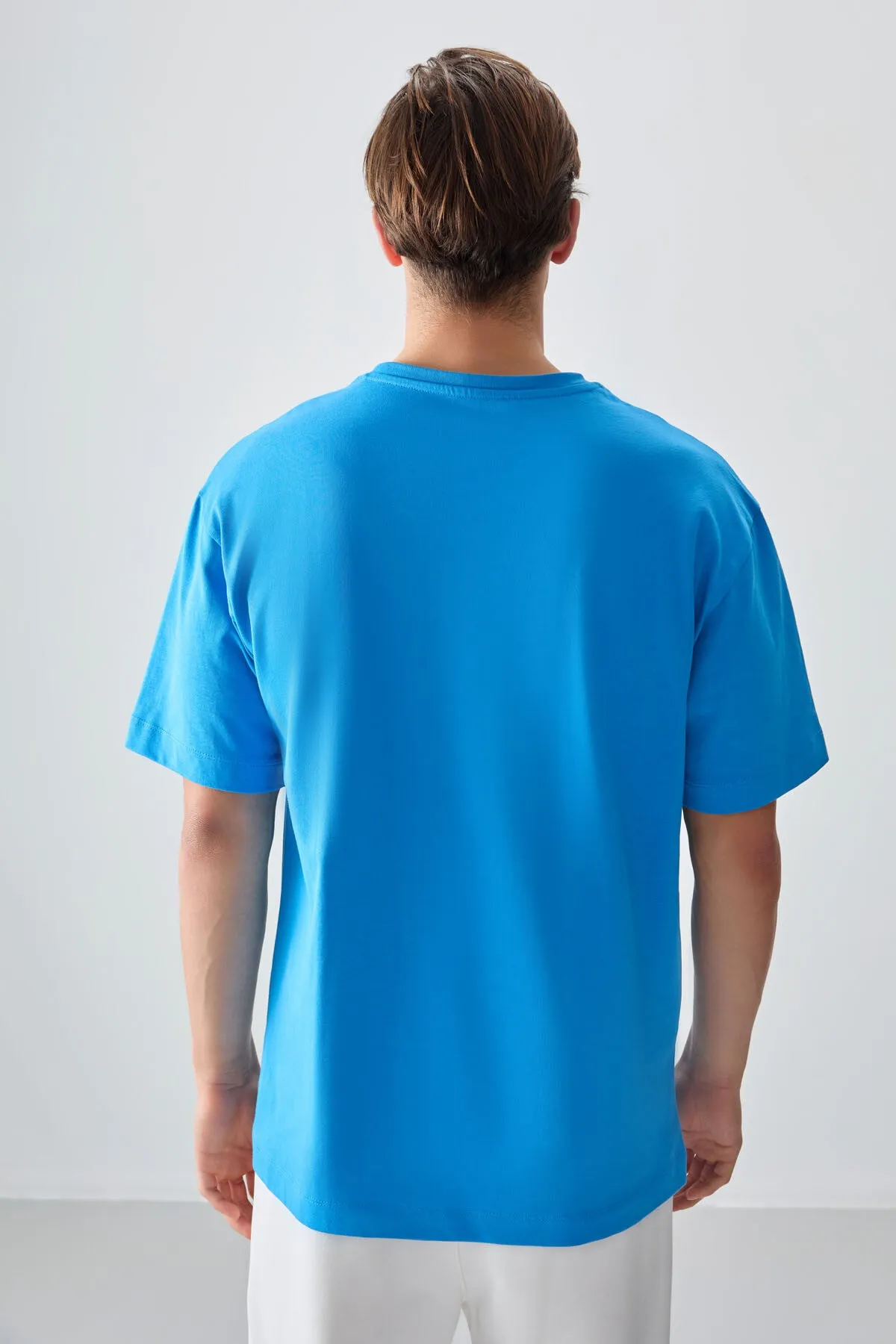 0 pamuk kalin yumuşak dokulu oversize fit baskili erkek t-shirt - 88361