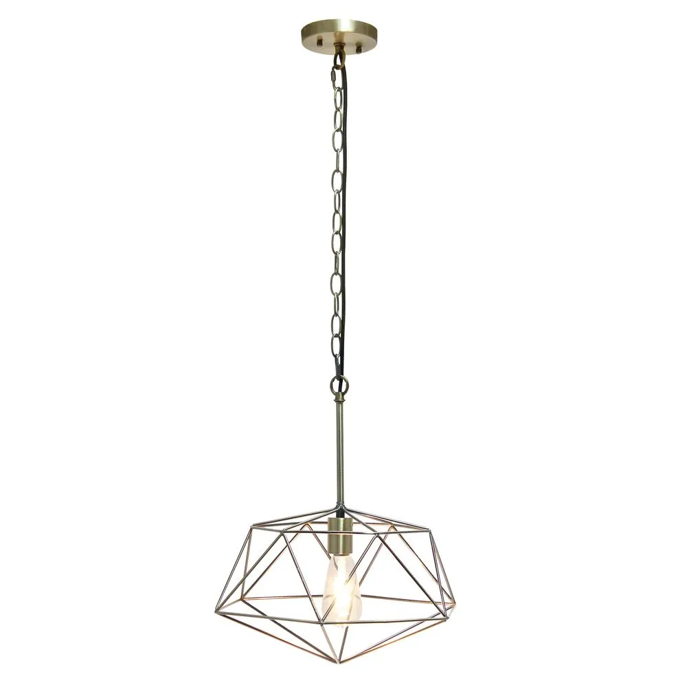 1 Light 16" Paragon Hanging Ceiling Pendant Fixture, Antique Brass