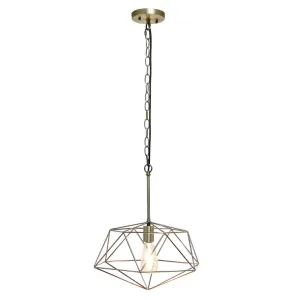 1 Light 16" Paragon Hanging Ceiling Pendant Fixture, Antique Brass 1 Light 16" Paragon Hanging Ceiling Pendant Fixture, Antique Brass