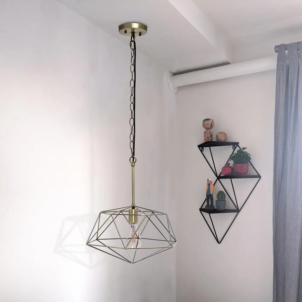 1 Light 16" Paragon Hanging Ceiling Pendant Fixture, Antique Brass