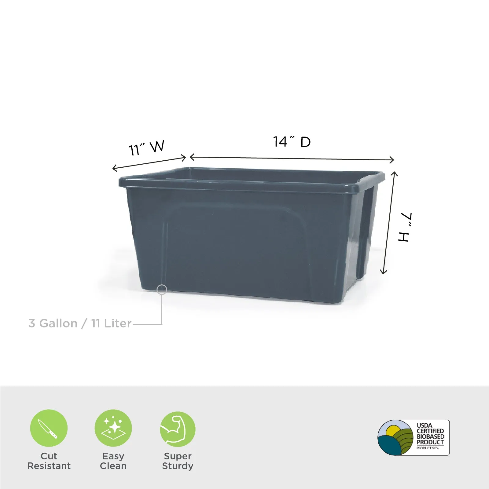 3 Gallon/11 Liter Plant-Based Compact Storage Caddy -0948