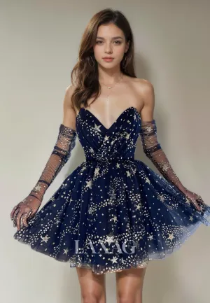 A-Line Strapless Sequins Tulle Elegant Party Homecoming Dress A-Line Strapless Sequins Tulle Elegant Party Homecoming Dress