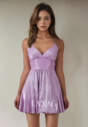 A-Line V-Neck Halter Backless Sleek Satin Elegant Party Homecoming Dress A-Line V-Neck Halter Backless Sleek Satin Elegant Party Homecoming Dress