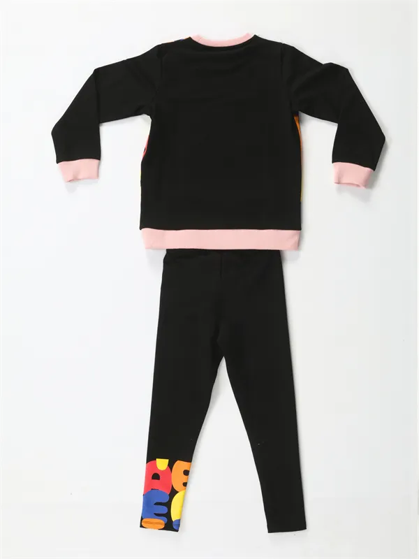 alphabet desenli kiz çocuk sweatshirt takim
