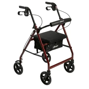 Aluminum Rollator Rolling Walker with Fold Up and Removable Back Support and Padded Seat, Red Aluminum Rollator Rolling Walker with Fold Up and Removable Back Support and Padded Seat, Red