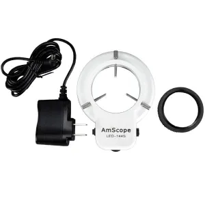 AmScope 144 LED Adjustable Compact Microscope Ring Light   Adapter AmScope 144 LED Adjustable Compact Microscope Ring Light   Adapter