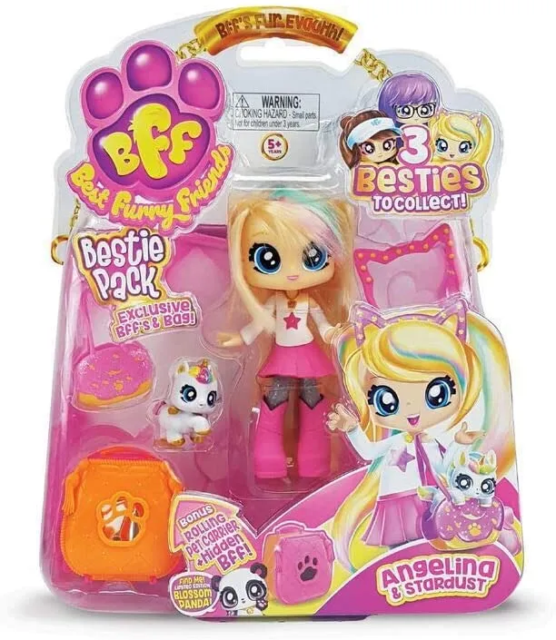 BFF (best furry friends) Bestie Doll Figure Playset: Cassandra & Dash, Angelina & Stardust, Zoe & Zara