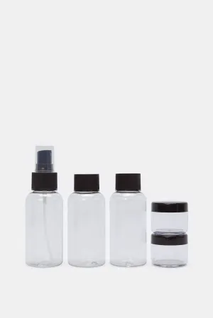 Black And Clear 5 Piece Travel Bottle Set Black And Clear 5 Piece Travel Bottle Set