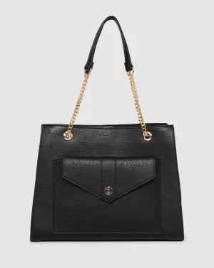 Black Megan Chain Tote Bag Black Megan Chain Tote Bag