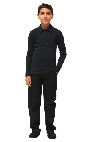 Boys Cotton Long Sleeve Uniform Polo Shirt Boys Cotton Long Sleeve Uniform Polo Shirt