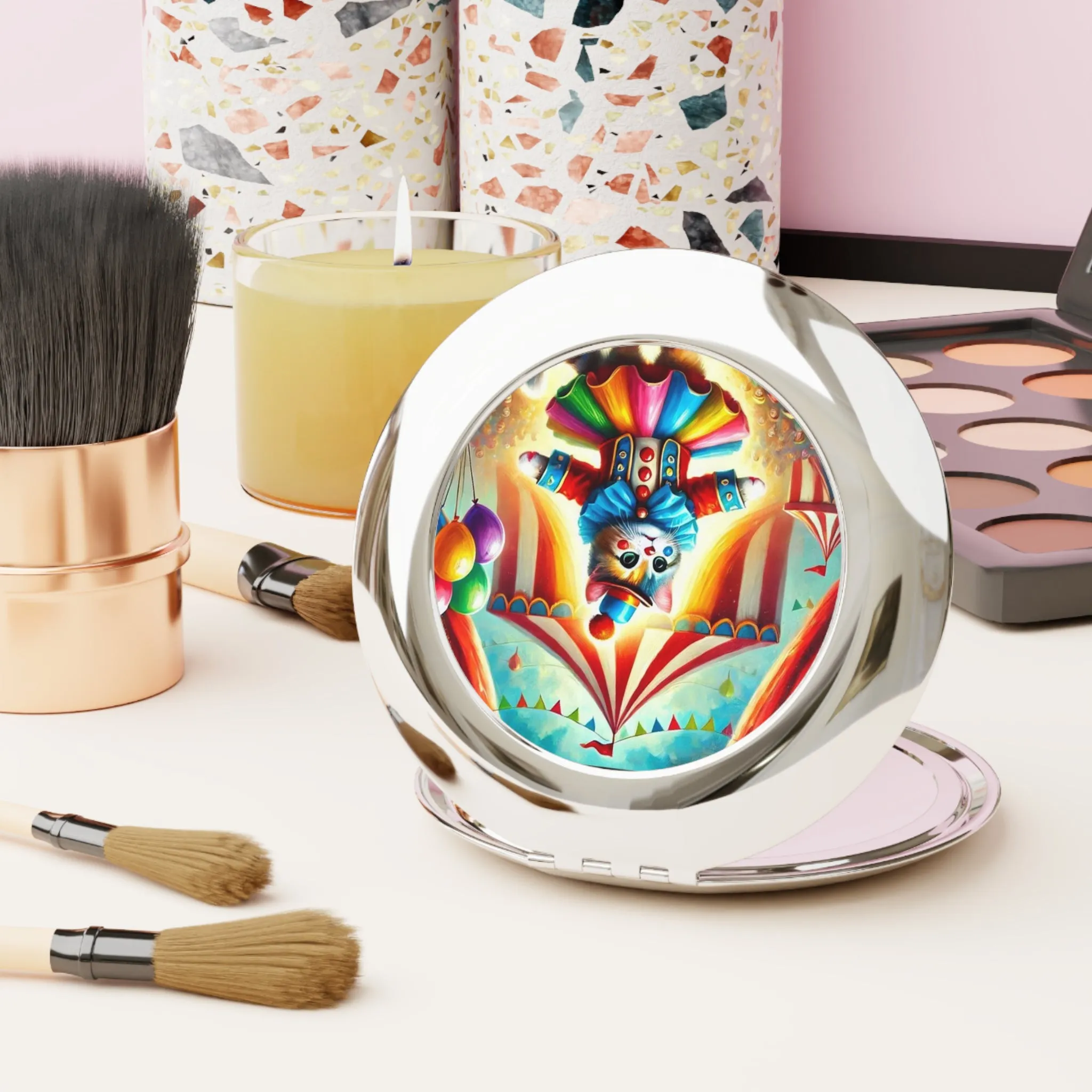 Circus Cat Clown Fashion - Compact Travel Mirror