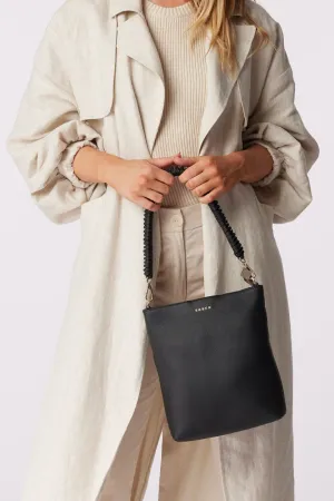 Claudette Black Knotted Handle Leather Shoulder Bag Claudette Black Knotted Handle Leather Shoulder Bag