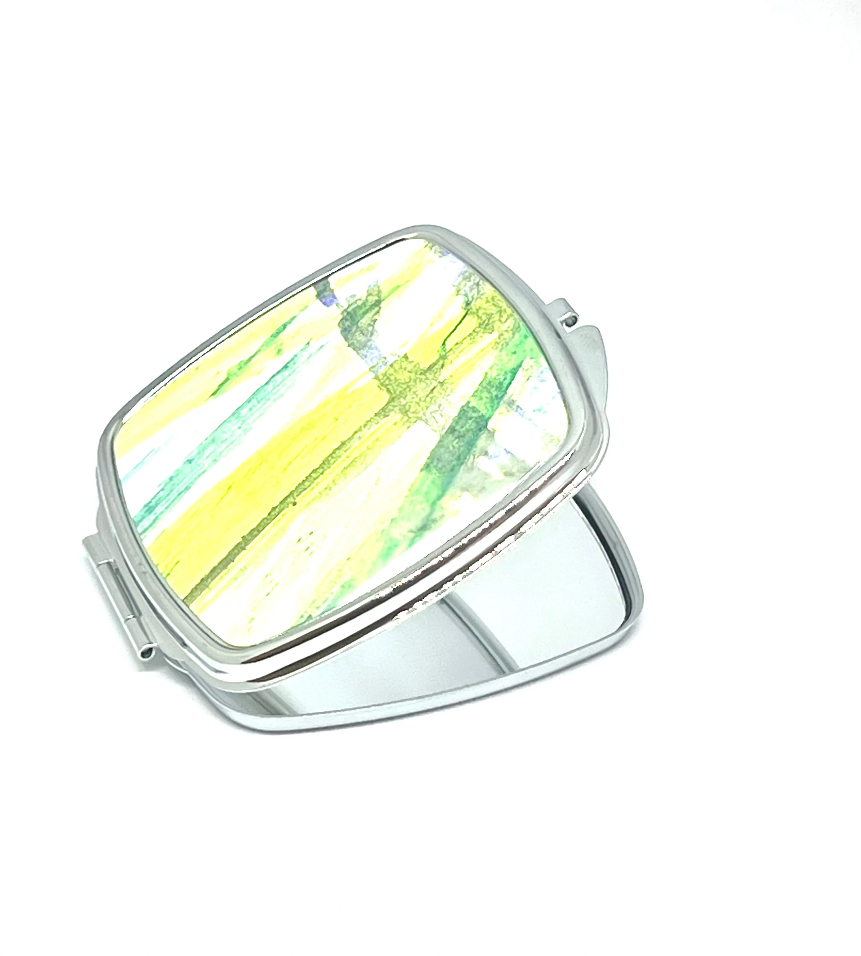 Compact mirror lime /mauve splash of colour