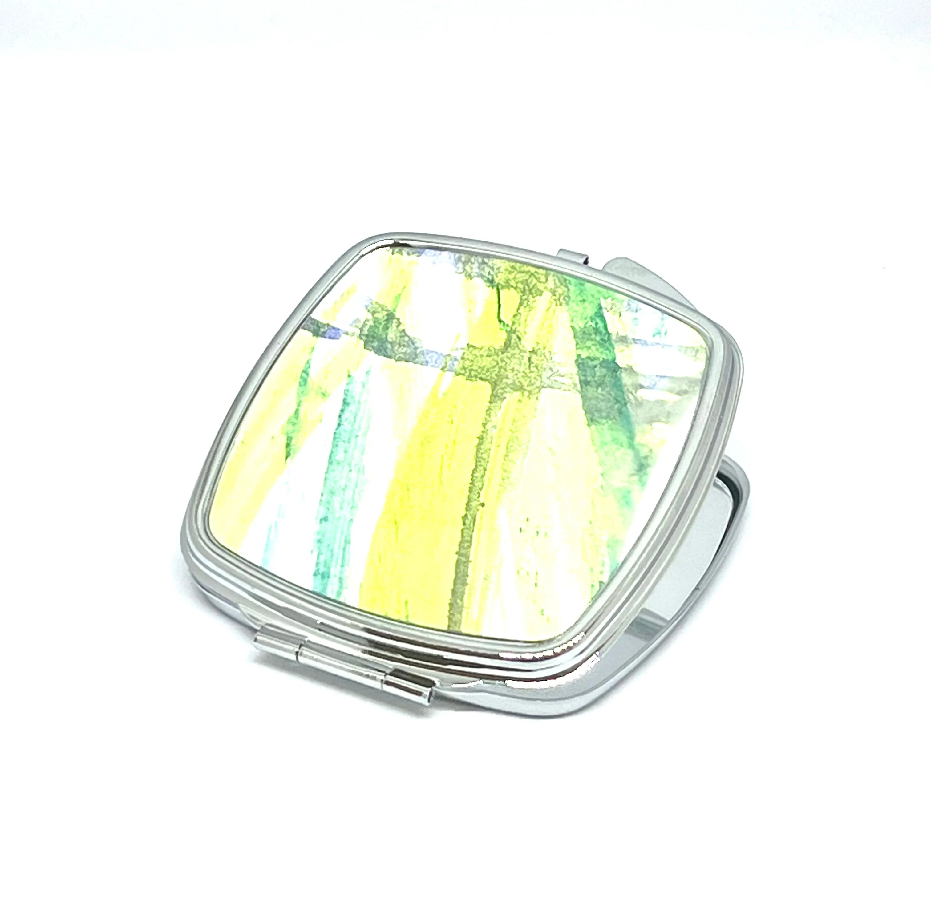 Compact mirror lime /mauve splash of colour
