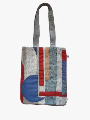 Cotton Grey Tote Bag With Applique And Sujani Work Cotton Grey Tote Bag With Applique And Sujani Work