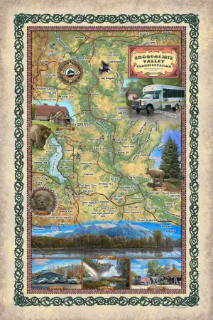 Custom order Snoqualmie Valley Transportation, Washington Custom map design, colorization   print Custom order Snoqualmie Valley Transportation, Washington Custom map design, colorization   print