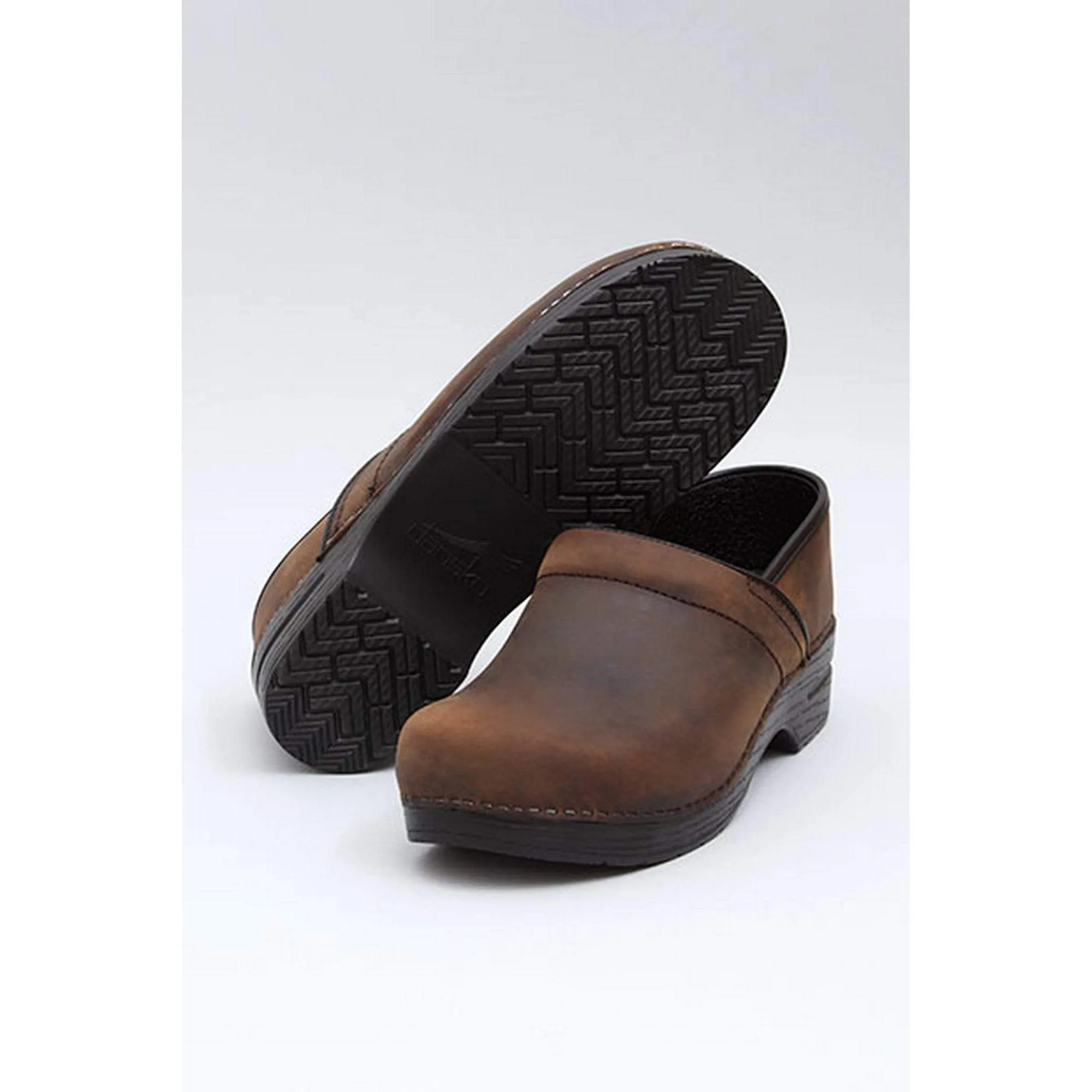 DANSKO Men's Narrow Professional Brown Oiled Leather Clogs
