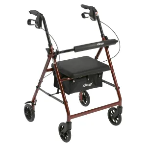 Drive Medical r726rd Walker Rollator with 6" Wheels, Fold Up Removable Back Support and Padded Seat, Red Drive Medical r726rd Walker Rollator with 6" Wheels, Fold Up Removable Back Support and Padded Seat, Red