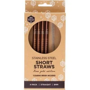 Ever Eco - Rose Gold Stainless Steel Straws - Short (4 Pack with Cleaning Brush) Ever Eco - Rose Gold Stainless Steel Straws - Short (4 Pack with Cleaning Brush)