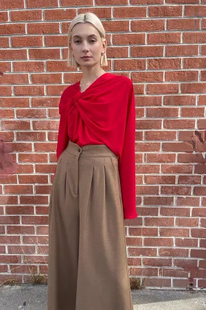Flannel High Waist Pants in  Camel Flannel High Waist Pants in  Camel