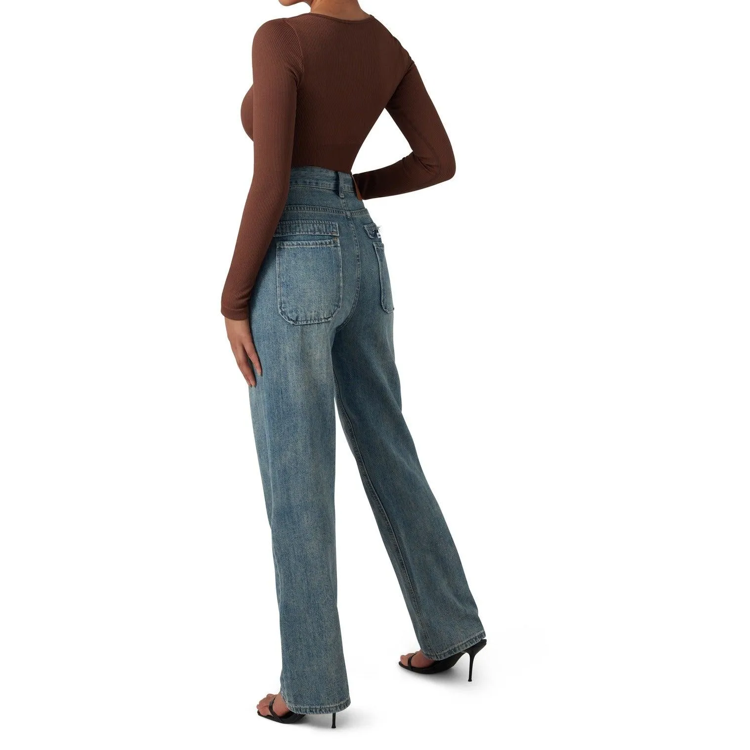 Flash Sales - Ribbed Notch Neck Bodysuit - Long Sleeve