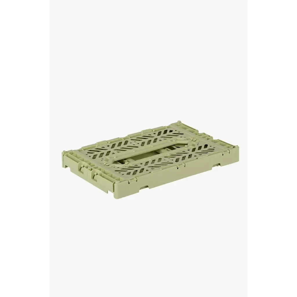 Foldable Storage Bins, Plastic Crate for Storage, Collapsible Crate, Utility Stackable Box Small Lime Cream