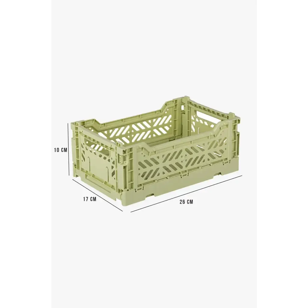 Foldable Storage Bins, Plastic Crate for Storage, Collapsible Crate, Utility Stackable Box Small Lime Cream