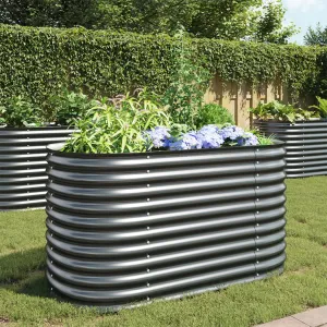 Garden Raised Bed 160x80x81 cm Galvanised Steel Grey Garden Raised Bed 160x80x81 cm Galvanised Steel Grey