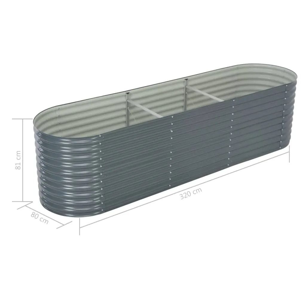 Garden Raised Bed 320x80x81 cm Galvanised Steel Grey