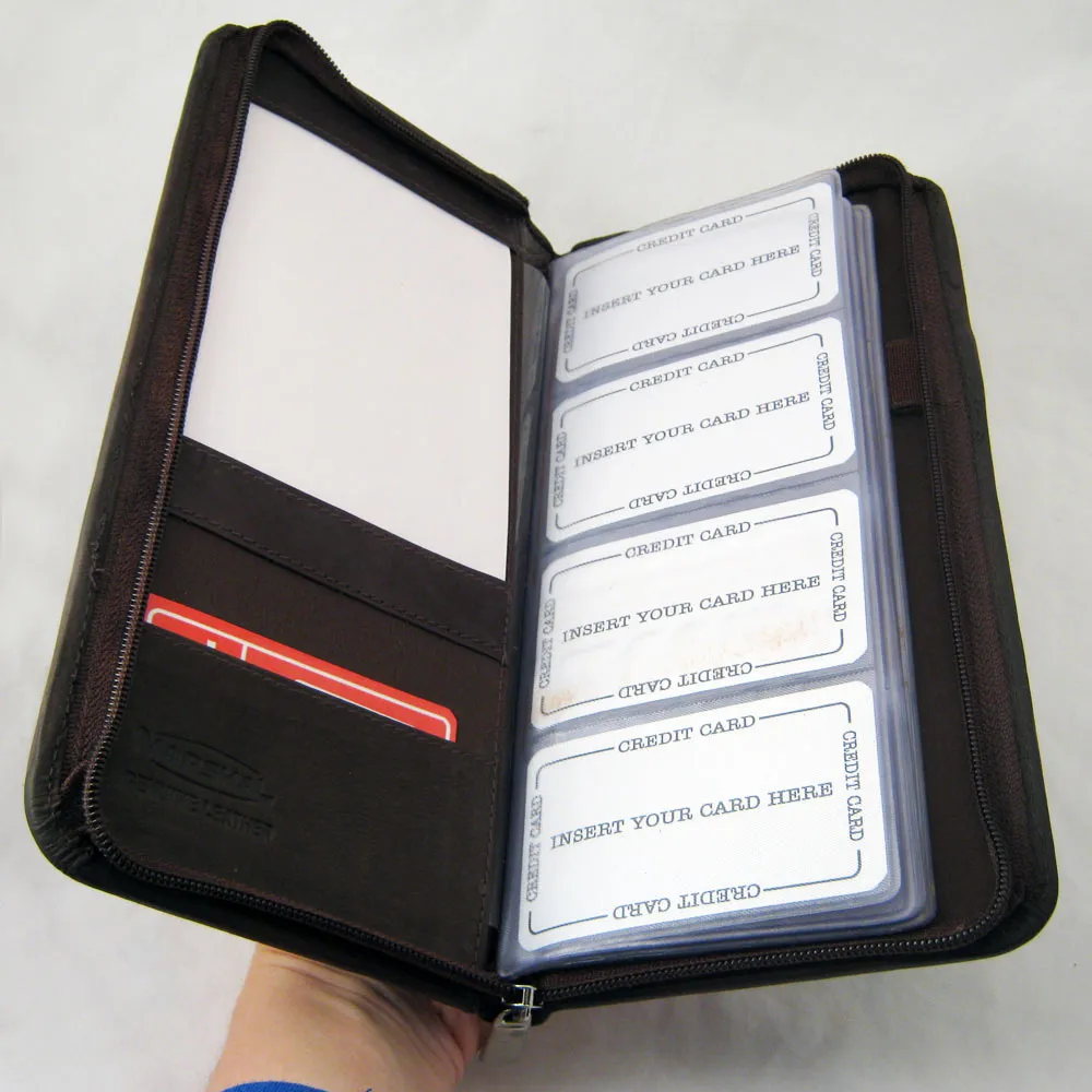 Genuine Leather Business Card Holder 160 Cards Organizer Book IDs Cards Brown !!