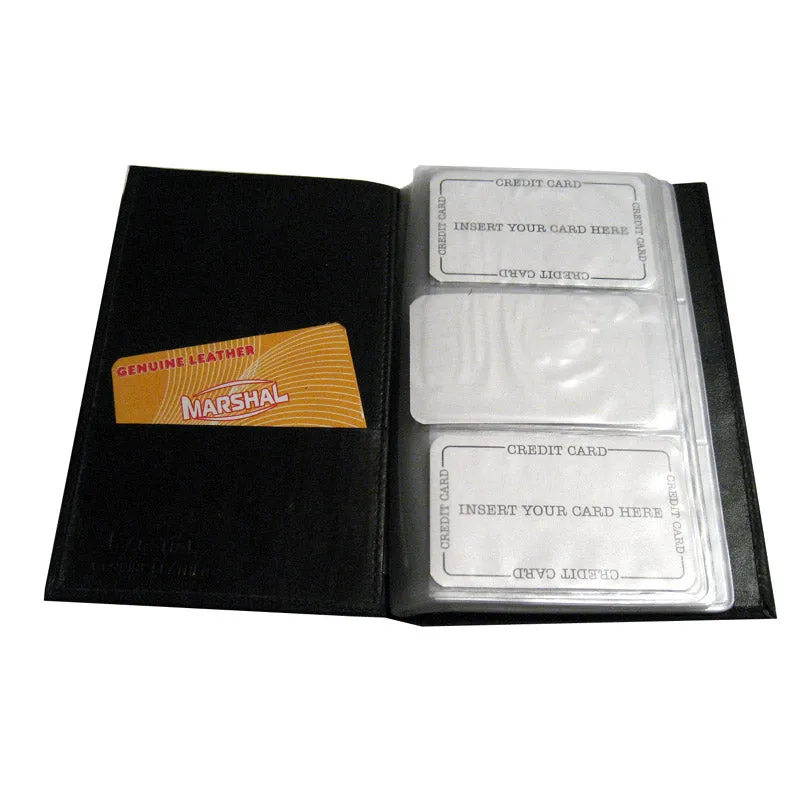 Genuine Leather Business Card Holder Organizer 120 Black Book Wallet Case New !!