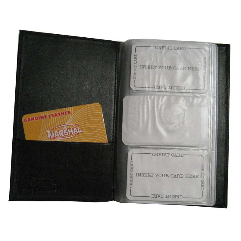 Genuine Leather Business Card Holder Organizer 120 Black Book Wallet Case New !!