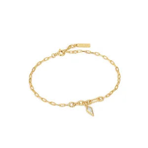 Gold Sparkle Drop Pendant Chunky Chain Bracelet Gold Sparkle Drop Pendant Chunky Chain Bracelet