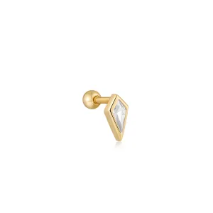 Gold Sparkle Emblem Single Barbell Earring Gold Sparkle Emblem Single Barbell Earring