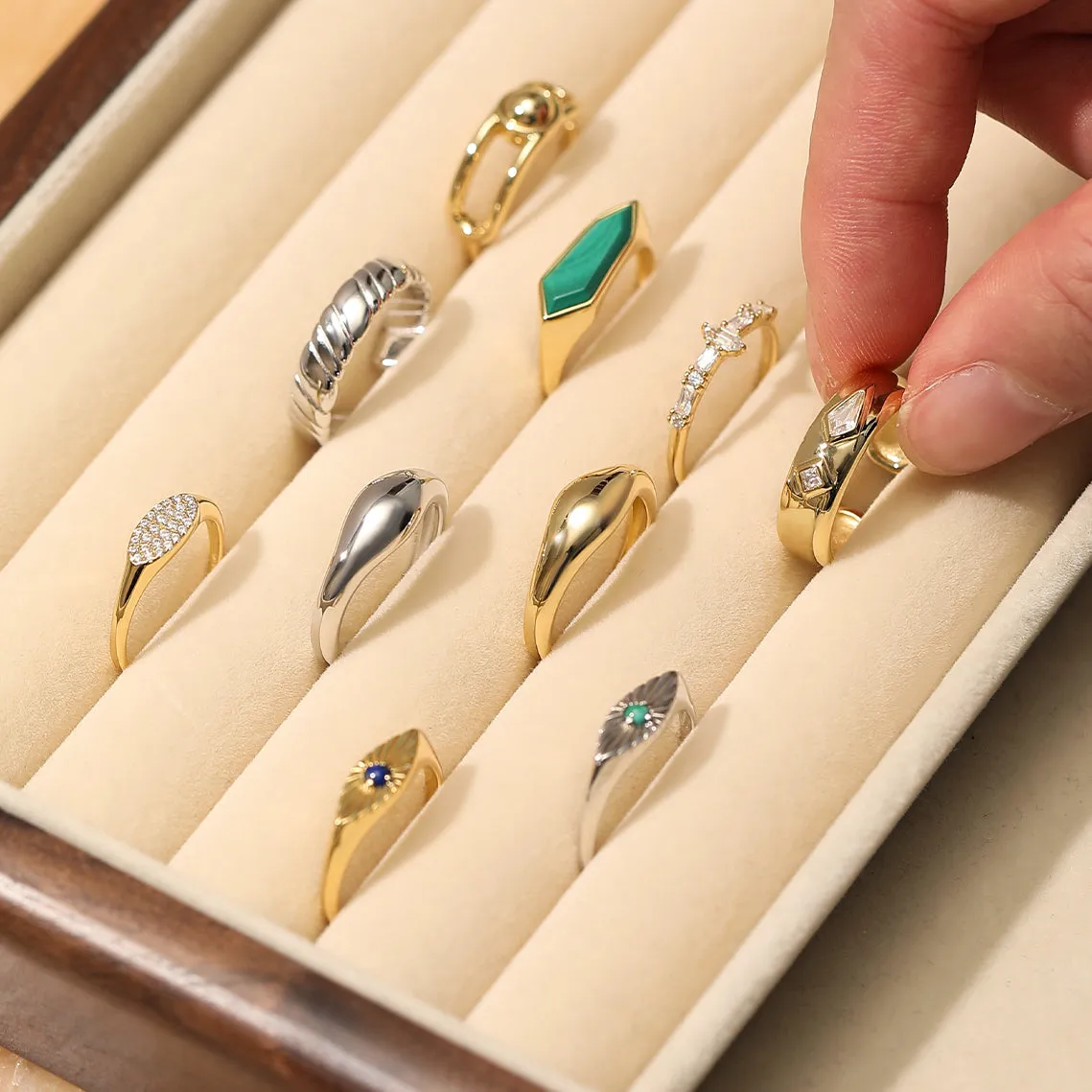 Gold Sparkle Multi Stone Band Ring