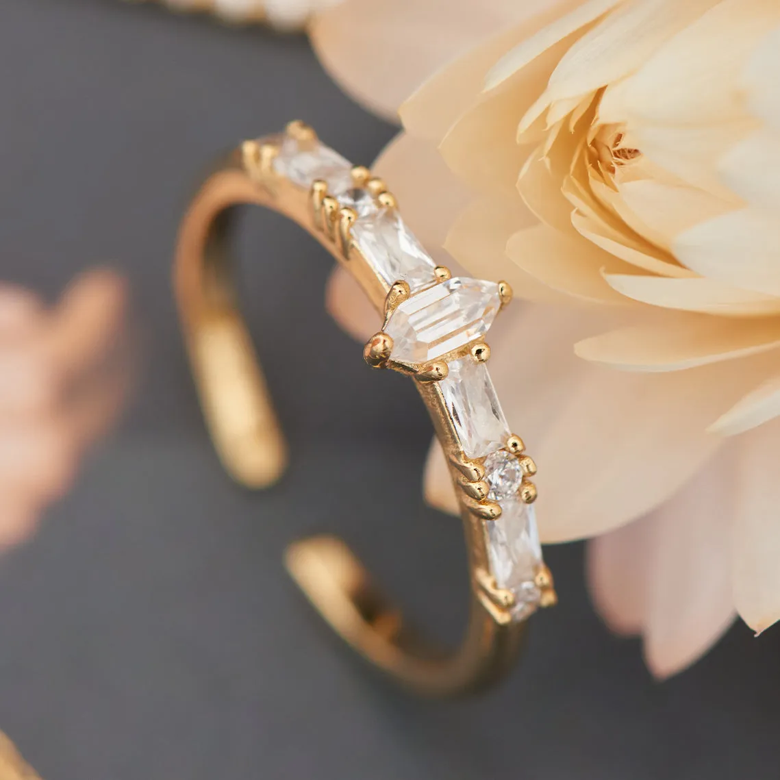 Gold Sparkle Multi Stone Band Ring