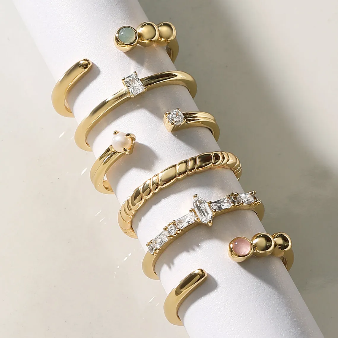 Gold Sparkle Multi Stone Band Ring