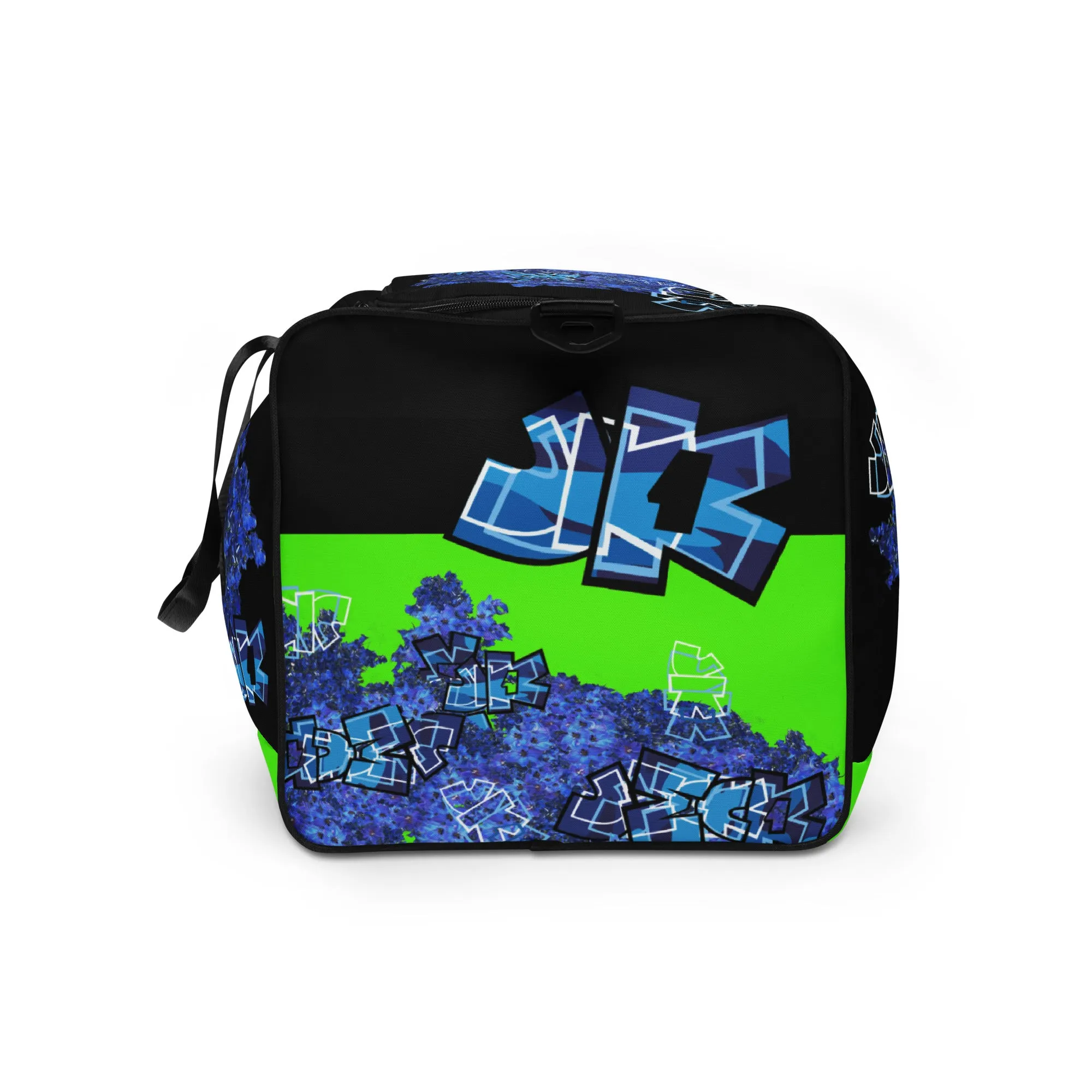 GYM DUFFLE BAG (Premium): DELPHINIUMS BOUQUET -uniSex (BLACK)