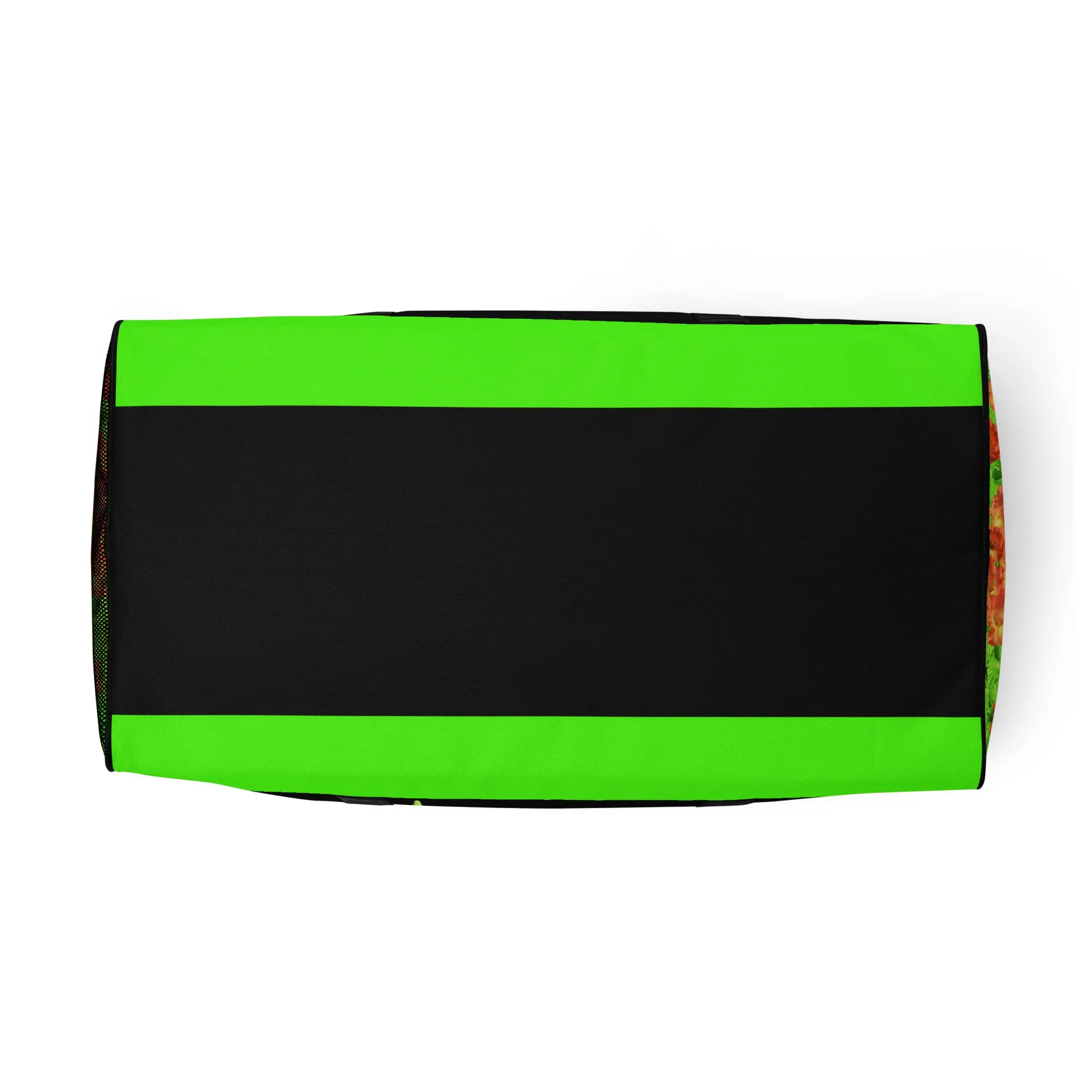 GYM DUFFLE BAG (Premium): GREEN & ORANGE GLADIOLUS BOUQUET  -uniSex (BLACK)