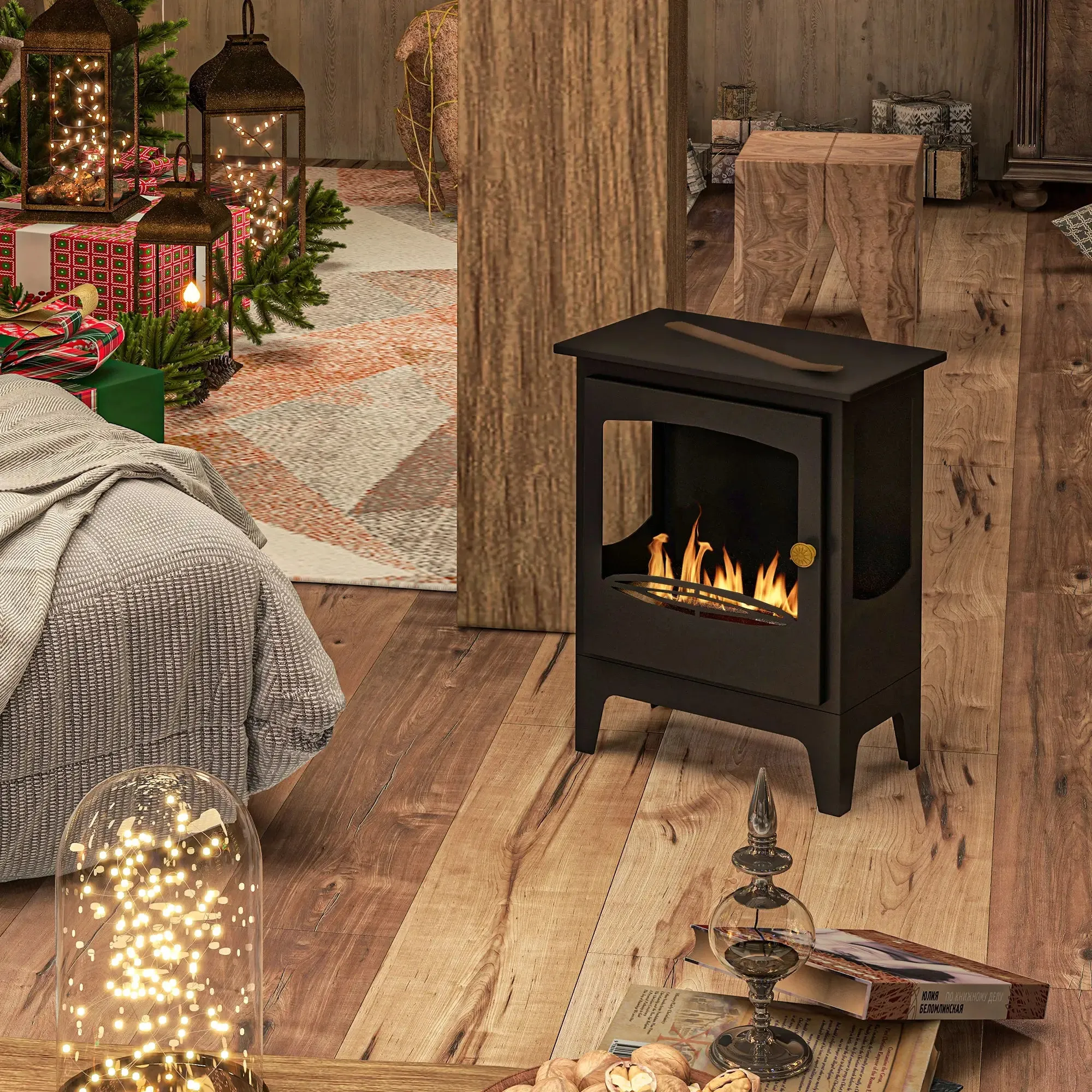 HOMCOM Bioethanol Freestanding Fireplace
