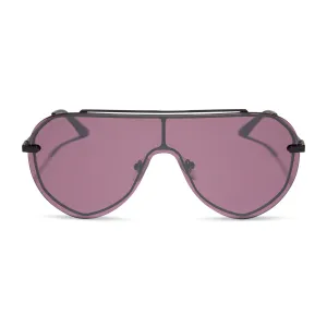 IMANI - BLACK   AUBERGINE W SILVER FLASH SUNGLASSES IMANI - BLACK   AUBERGINE W SILVER FLASH SUNGLASSES