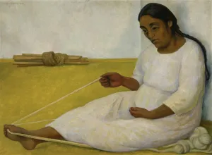 Indian Woman Spinning (Indigena Tejiendo) - Diego Rivera Painting - Canvas Prints Indian Woman Spinning (Indigena Tejiendo) - Diego Rivera Painting - Canvas Prints