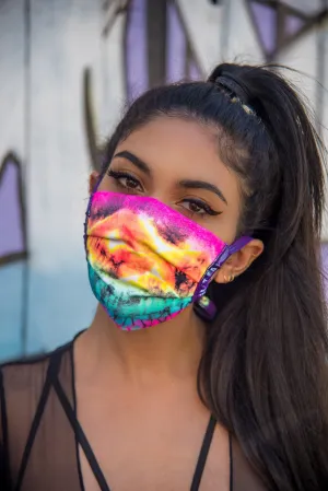 J. Valentine Rainbow Ruin Spandex Pleated Face Mask- Festival Rave Accessory J. Valentine Rainbow Ruin Spandex Pleated Face Mask- Festival Rave Accessory