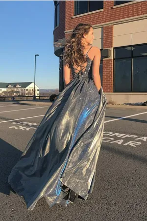 Kateprom Grey Long Satin Prom Dresses for Teens Stunny Evening Dress KPP1518 Kateprom Grey Long Satin Prom Dresses for Teens Stunny Evening Dress KPP1518