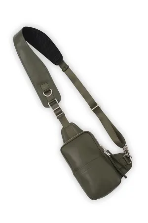 LEATHER RACER BAG IN ARMY GREEN LEATHER RACER BAG IN ARMY GREEN
