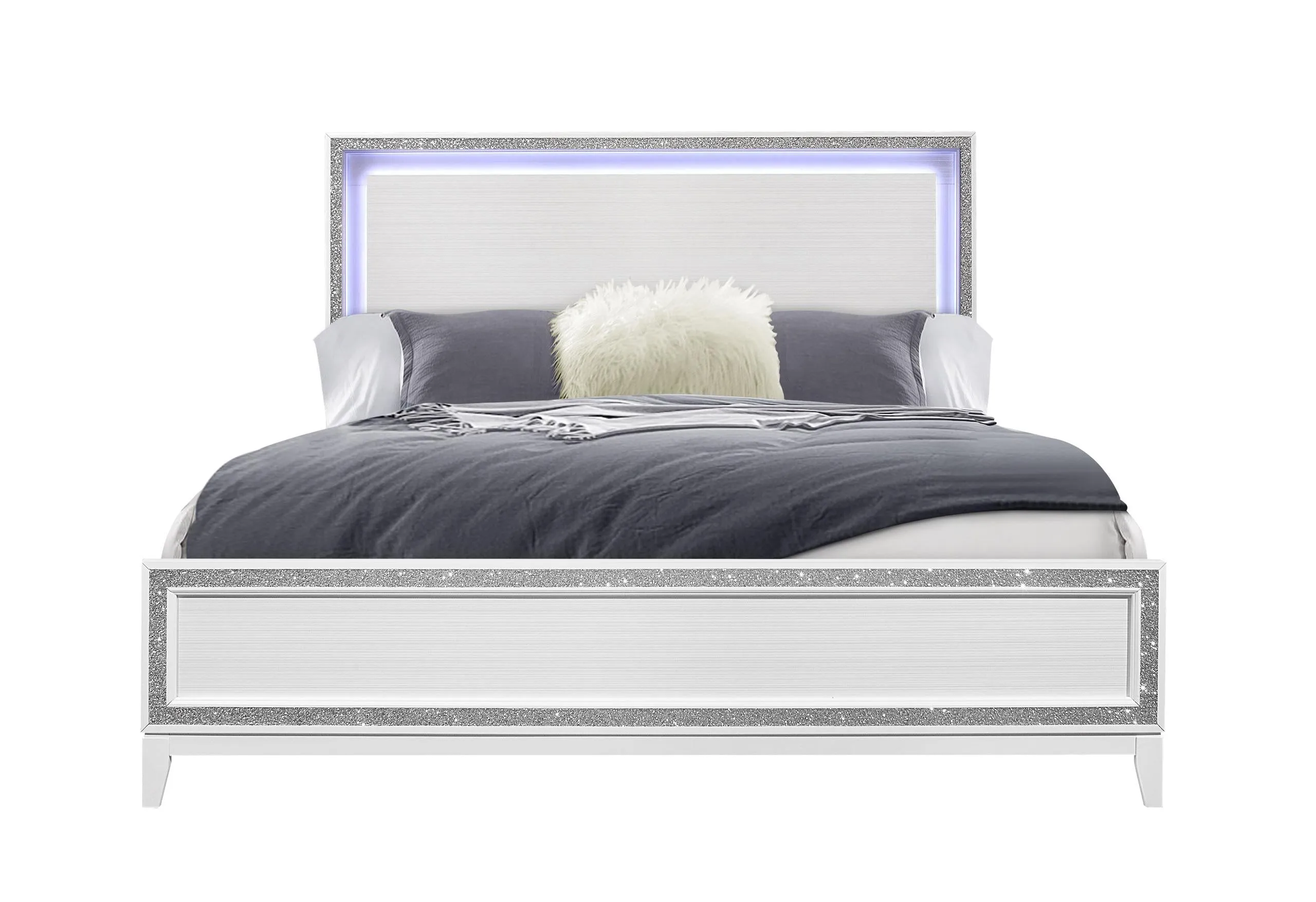 Lily White King Bed - Sleek White King Frame