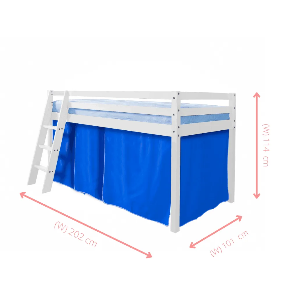 Moro Cabin Bed Midsleeper with Blue NW Package in Classic White