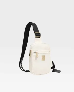 Nylon Crossbody Sling Bag in Creme White Nylon Crossbody Sling Bag in Creme White
