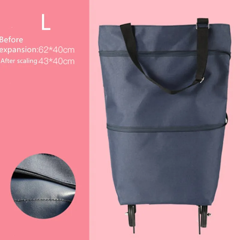 Oxford Folding Shopping Bag Shopping Cart Wheels Bag Small Pull Cart Women's Buy Vegetables Bag Shopping Organizer Tug Package
